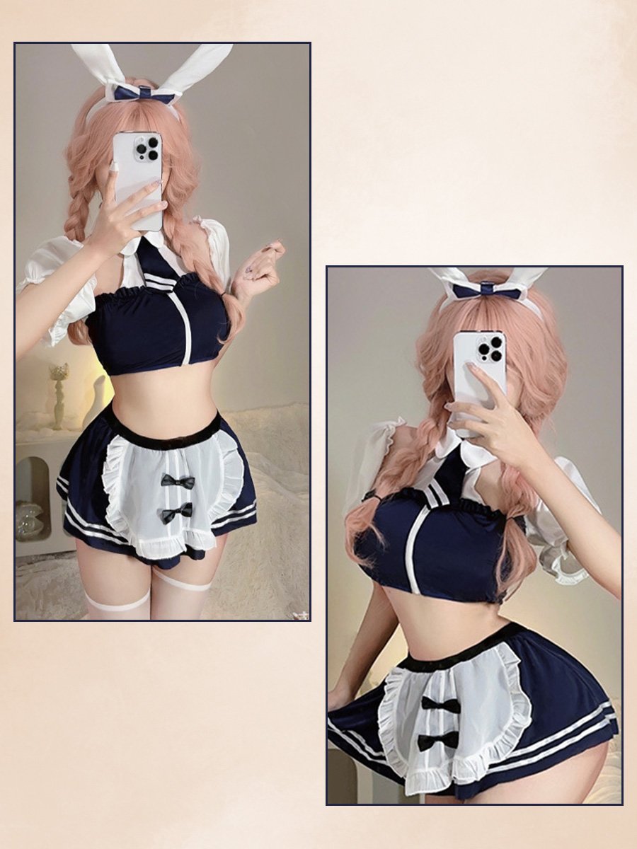 Sexy Bunny Maid Top and Skirt Set - Two Piece Cosplay Uniform blesssafe