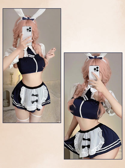 Sexy Bunny Maid Top and Skirt Set - Two Piece Cosplay Uniform blesssafe