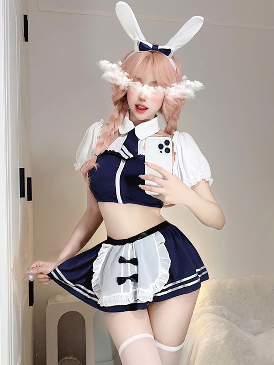Sexy Bunny Maid Top and Skirt Set - Two Piece Cosplay Uniform blesssafe