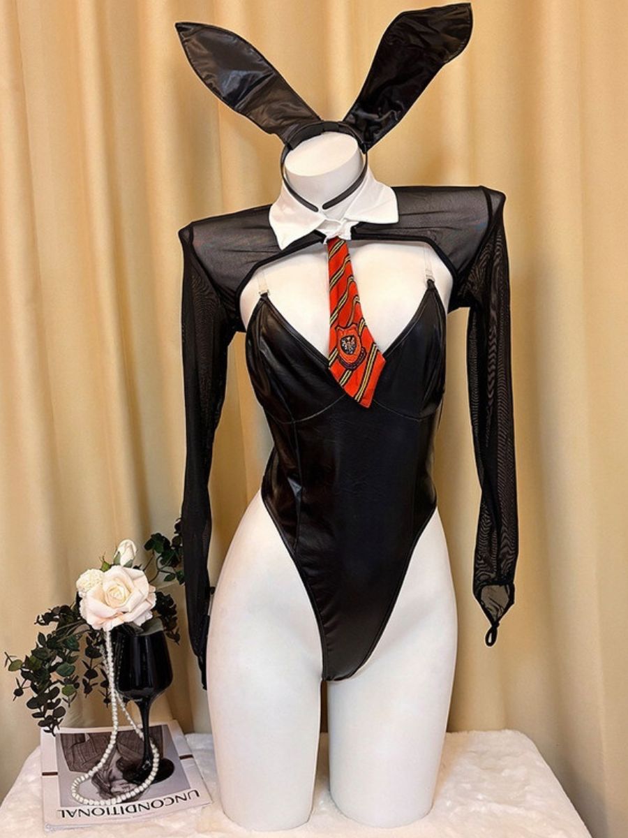 PU Leather Sinful Bunny Costume - Alternative Dark Cosplay Set blesssafe
