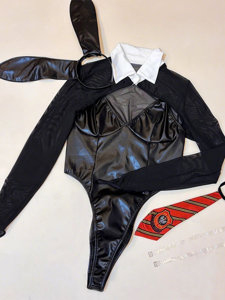 PU Leather Sinful Bunny Costume - Alternative Dark Cosplay Set blesssafe