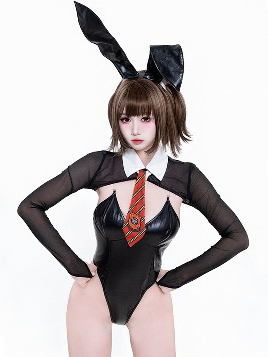 PU Leather Sinful Bunny Costume - Alternative Dark Cosplay Set blesssafe