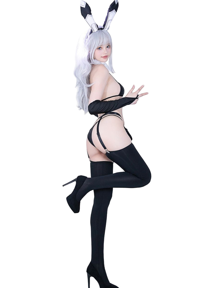 Classic Black Bunny Girl Lingerie Set Sexy Mesh Rabbit Teddy Outfit blesssafe