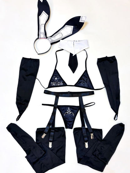 Classic Black Bunny Girl Lingerie Set Sexy Mesh Rabbit Teddy Outfit blesssafe