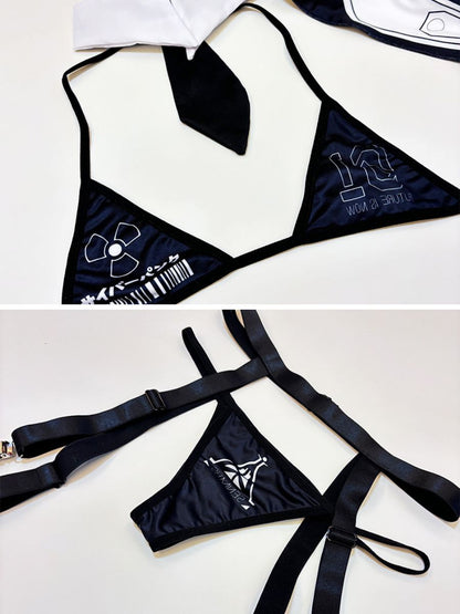 Classic Black Bunny Girl Lingerie Set Sexy Mesh Rabbit Teddy Outfit blesssafe