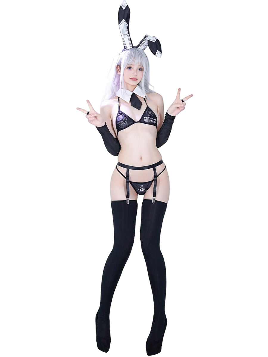 Classic Black Bunny Girl Lingerie Set Sexy Mesh Rabbit Teddy Outfit blesssafe