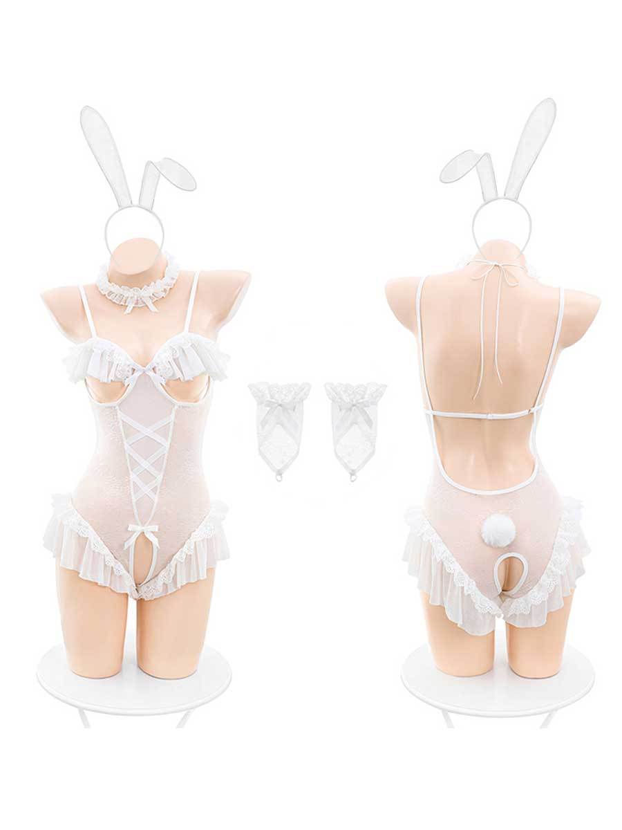 Open Cup Bunny Teddy Lingerie - Revealing Anime Rabbit Costume blesssafe