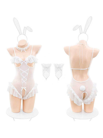 Open Cup Bunny Teddy Lingerie - Revealing Anime Rabbit Costume blesssafe