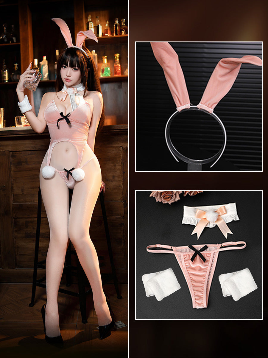 Pink Velvet Bunny Outfit - Soft Plush Anime Cosplay Costume blesssafe