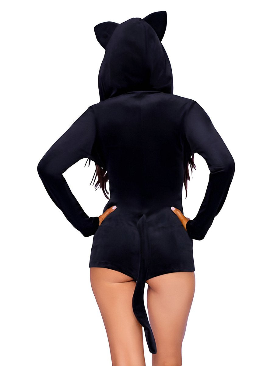 Black Cat Hooded Bodysuit Cosplay Costume blesssafe