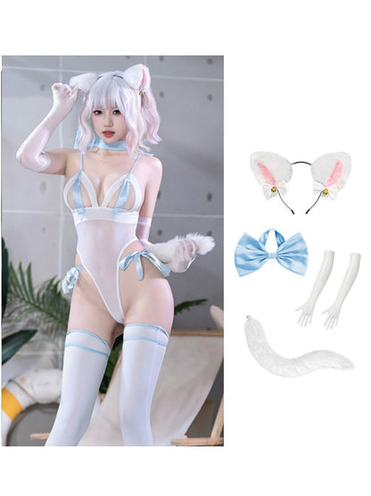 Anime Cat Peek-A-Boo Teddy Lingerie Bodysuit blesssafe
