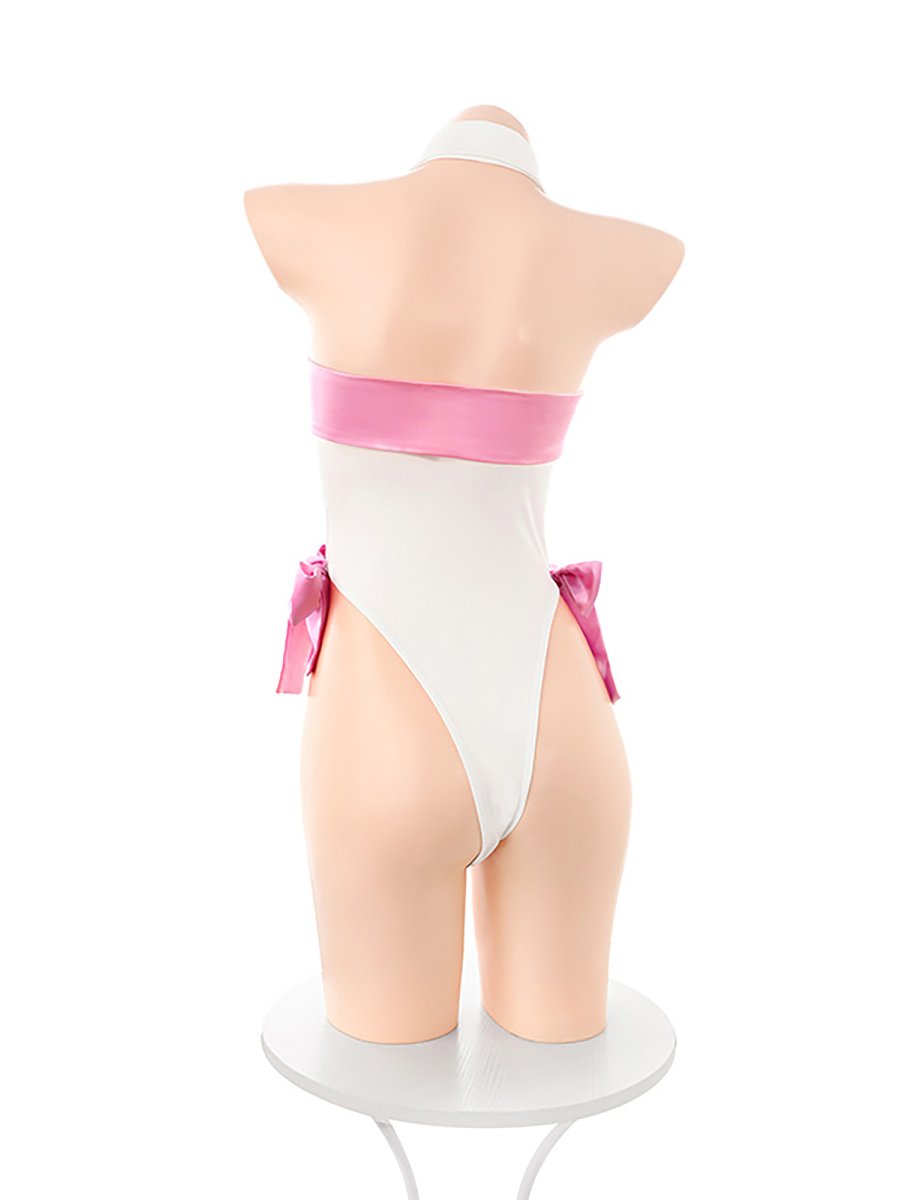 Ribbon Bow Cupless Teddy Lingerie Bodysuit blesssafe