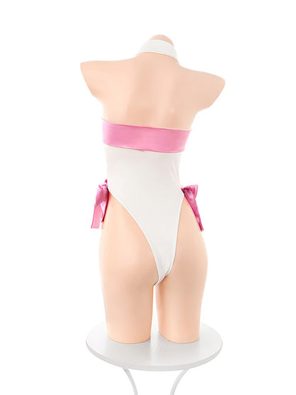 Ribbon Bow Cupless Teddy Lingerie Bodysuit blesssafe