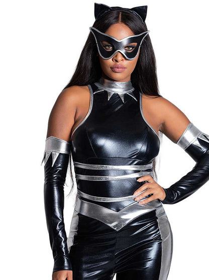 Black Cat Cosplay Jumpsuit Long Sleeves Catsuit blesssafe
