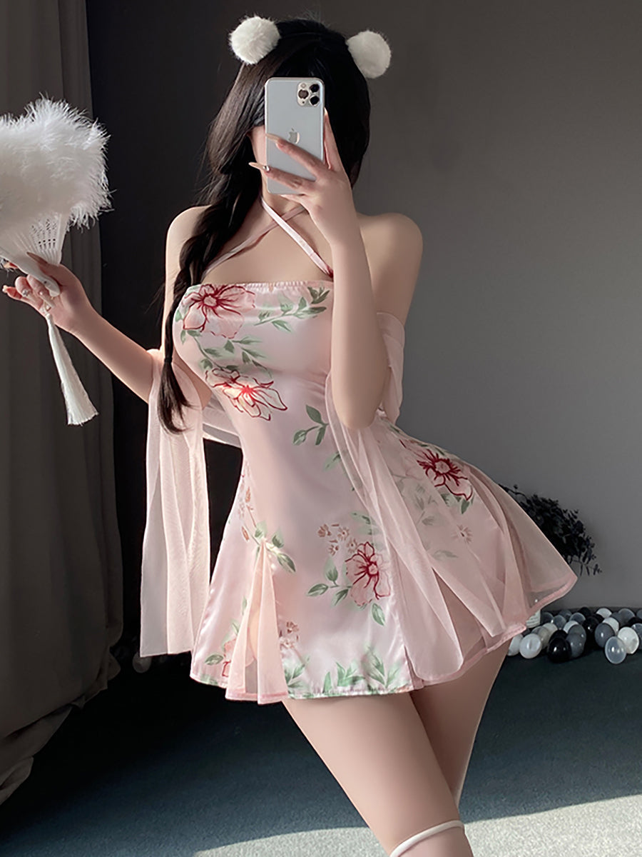 Vintage Lace Up Lingerie Dress - Sexy Chinese Style Split Qipao Blesssafe