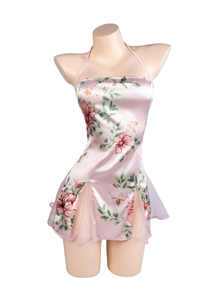Vintage Lace Up Lingerie Dress - Sexy Chinese Style Split Qipao Blesssafe