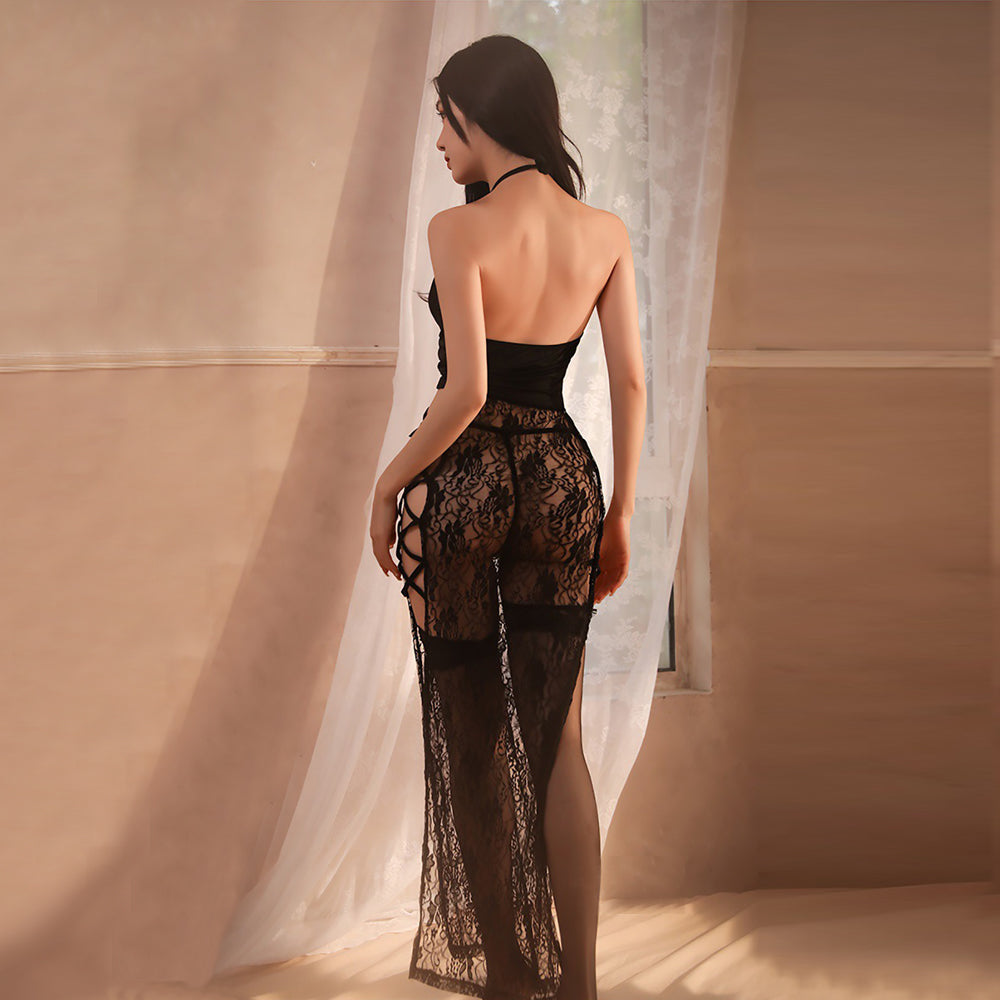Sexy Cheongsam Dress Sheer Side Slit Lingerie Costume Chinese Qipao Dress Blesssafe