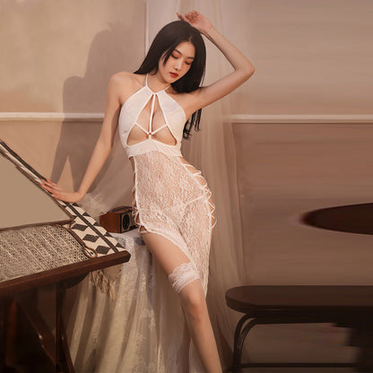 Sexy Cheongsam Dress Sheer Side Slit Lingerie Costume Chinese Qipao Dress Blesssafe