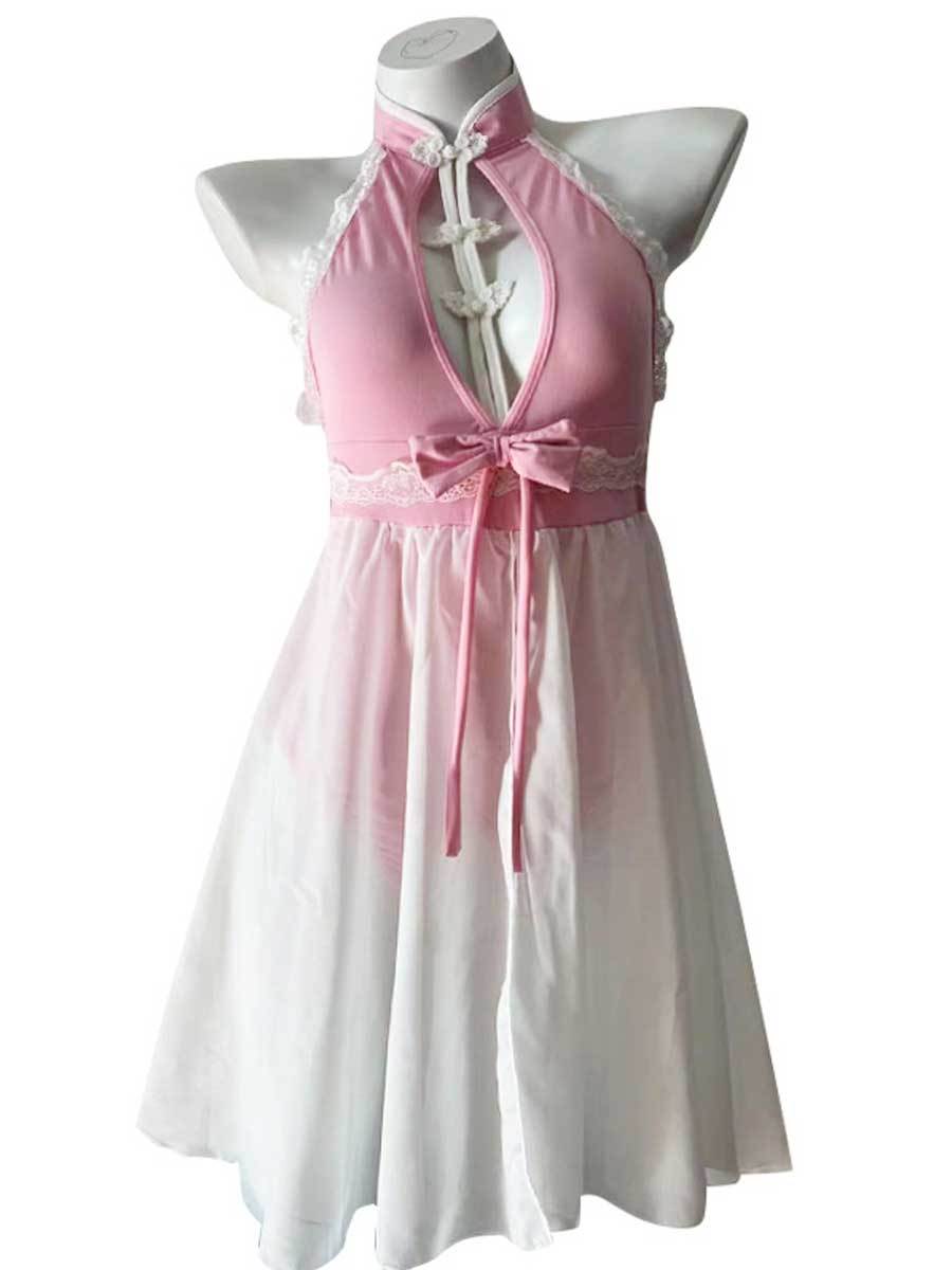 Chinese Style Crotchless Bodysuit - Naughty High Cut Qipao Teddy Blesssafe