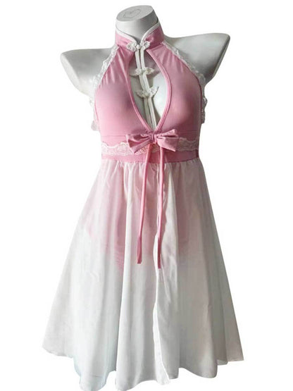 Chinese Style Crotchless Bodysuit - Naughty High Cut Qipao Teddy Blesssafe