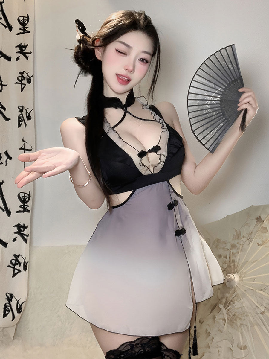 Ombré Slit Cheongsam Dress - Gradient Two Tone Chinese Qipao Blesssafe