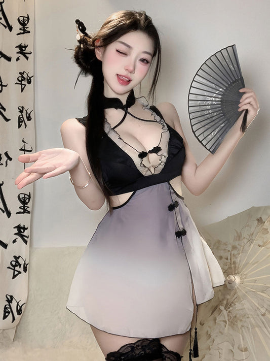 Ombré Slit Cheongsam Dress - Gradient Two Tone Chinese Qipao Blesssafe