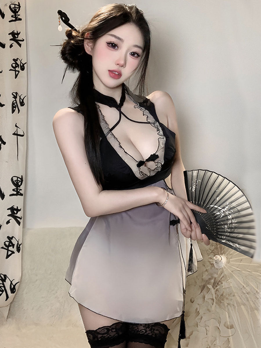 Ombré Slit Cheongsam Dress - Gradient Two Tone Chinese Qipao Blesssafe