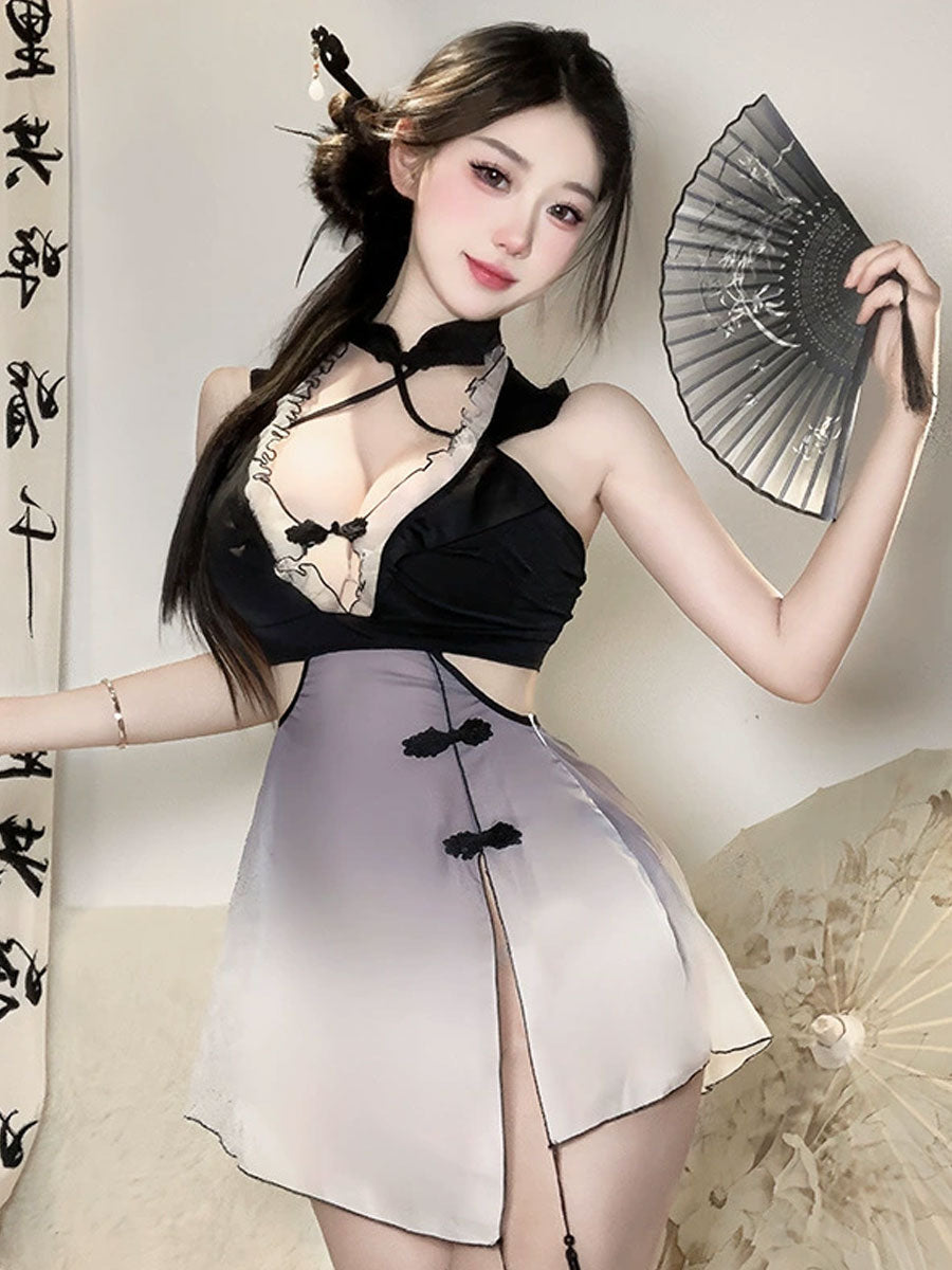 Ombré Slit Cheongsam Dress - Gradient Two Tone Chinese Qipao Blesssafe
