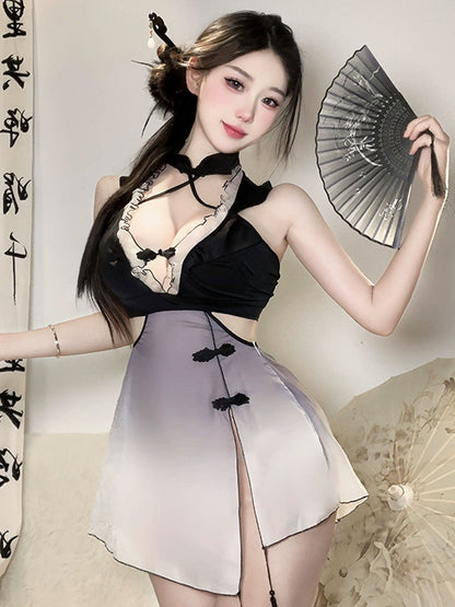 Ombré Slit Cheongsam Dress - Gradient Two Tone Chinese Qipao Blesssafe