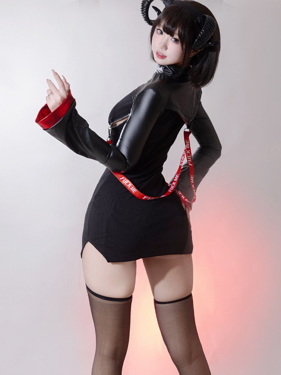 Open Cup Chinese Style Gothic Dress - Revealing Dark Qipao Set Blesssafe