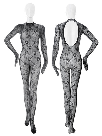 Lace Chinese Style Cupless Lingerie Set - Open Bust Qipao Teddy Blesssafe