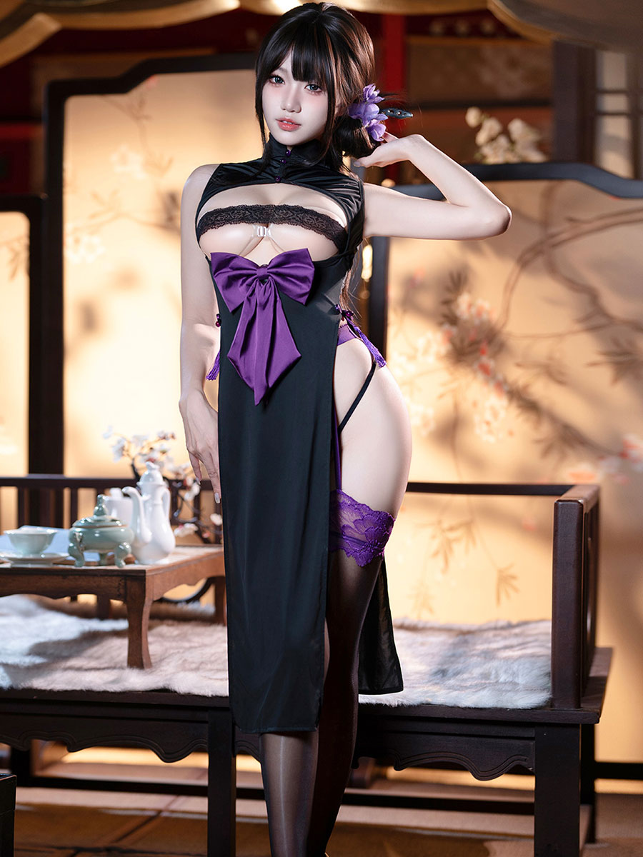 Seductive Cutout Cheongsam Dress - Revealing Keyhole Qipao Set Blesssafe