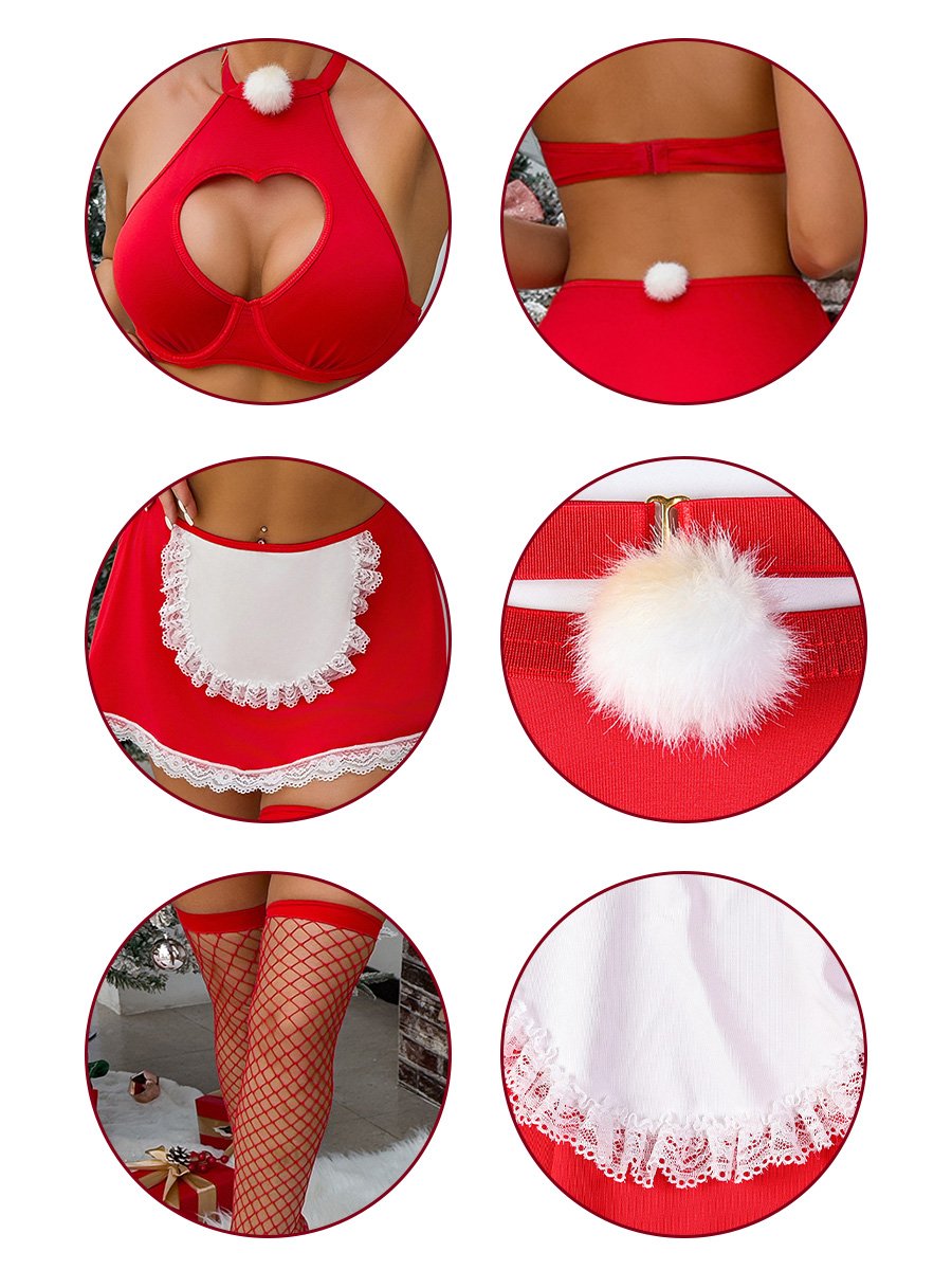 Sexy Christmas Maid Holiday Cosplay Outfit Set Blesssafe