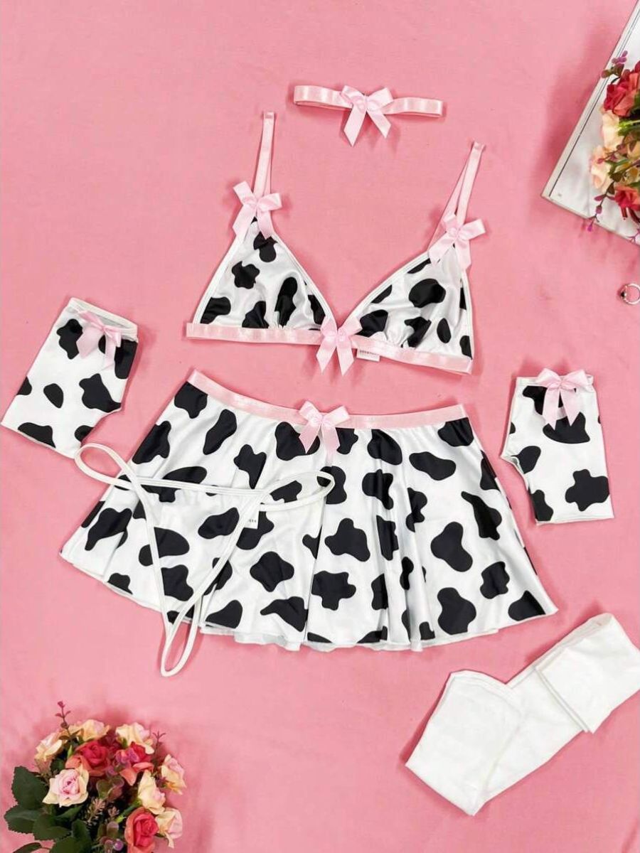 Cute Micro Bra and Skirt Set - Kawaii Spotted Anime Lingerie Blesssafe