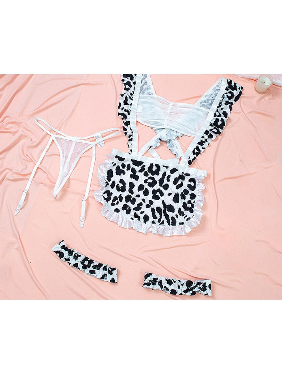 Cow Print My Garter Lingerie Set - Sexy Suspender Servant Costume Blesssafe