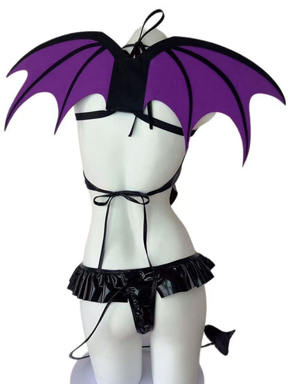 Angel Devil Cosplay Outfit with Bat Wings