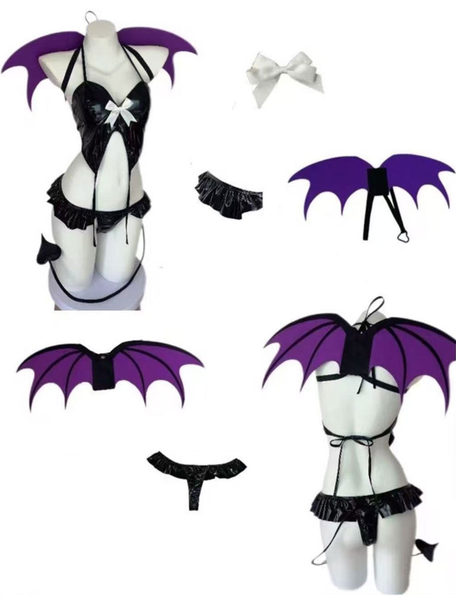 Angel Devil Cosplay Outfit with Bat Wings