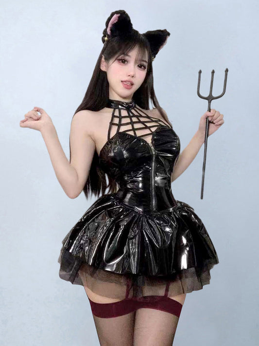 Latex Lingerie Angel Devil Cosplay Dress