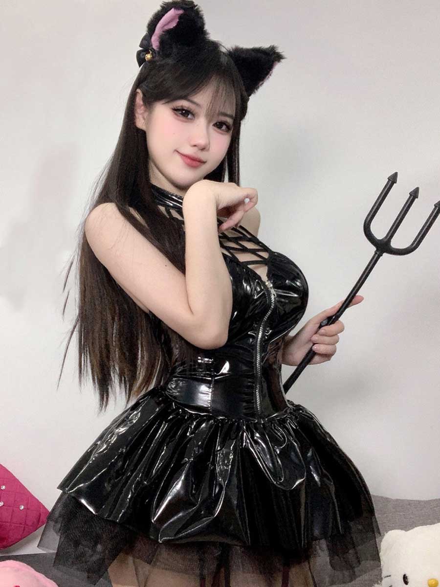 Latex Lingerie Angel Devil Cosplay Dress