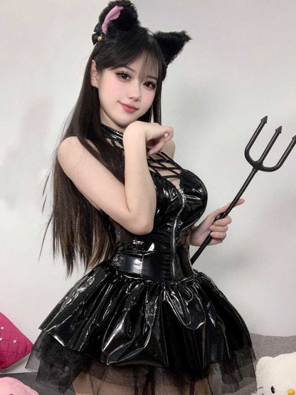 Latex Lingerie Angel Devil Cosplay Dress