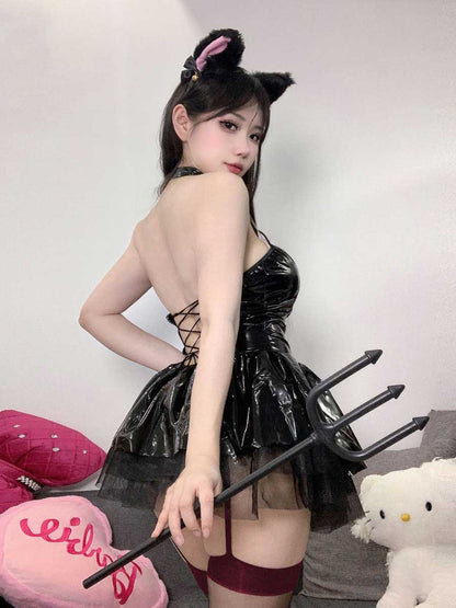 Latex Lingerie Angel Devil Cosplay Dress