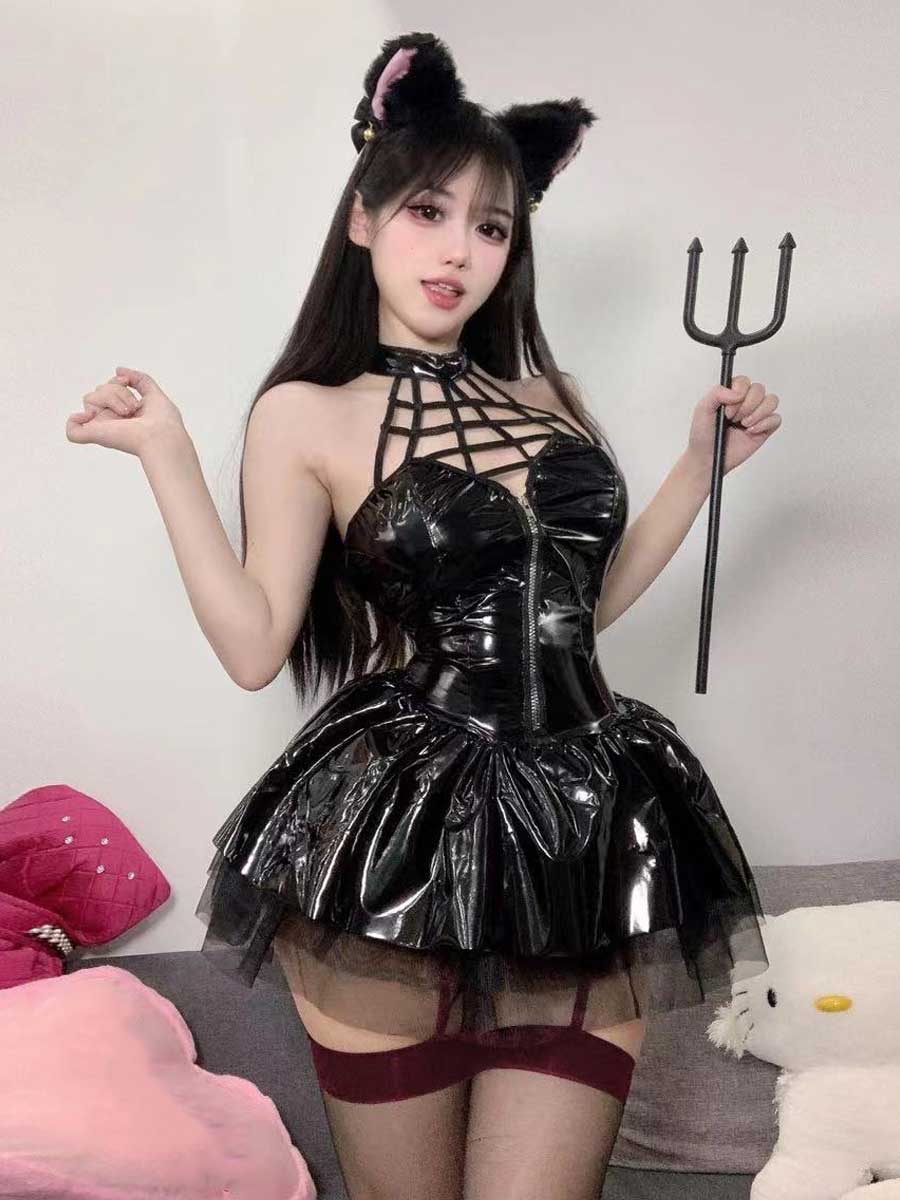 Latex Lingerie Angel Devil Cosplay Dress