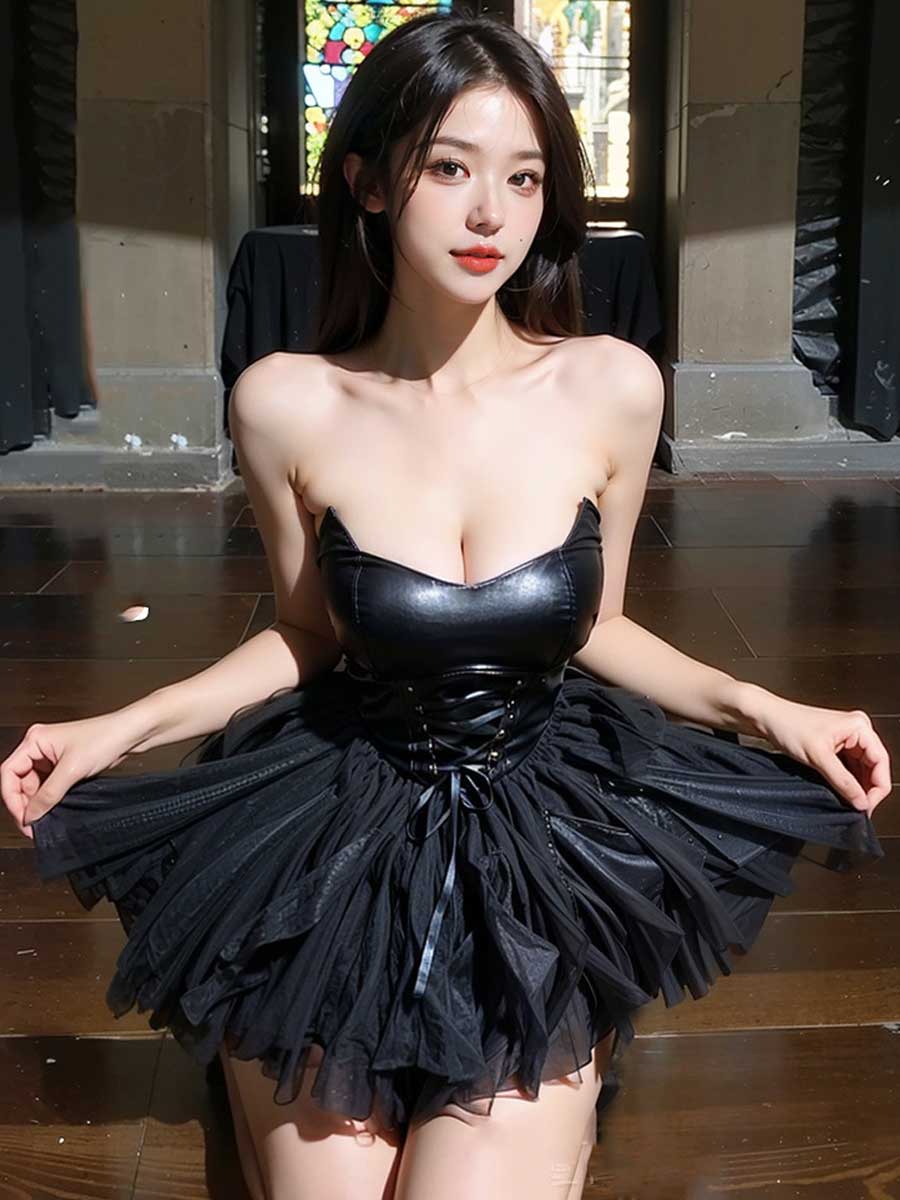 Black Latex Lingerie Succubus Cosplay Set