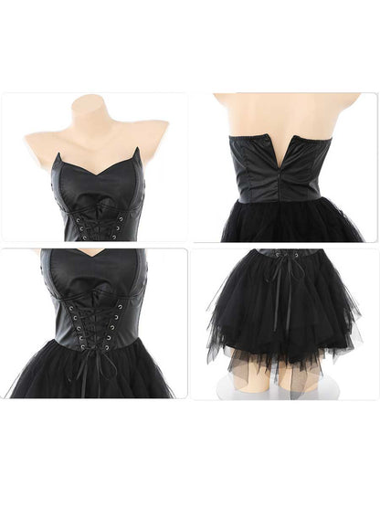 Black Latex Lingerie Succubus Cosplay Set