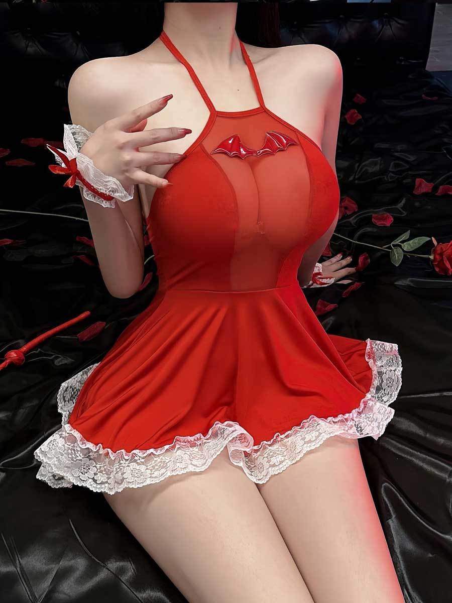 Red Succubus Lingerie Dress Cosplay Set