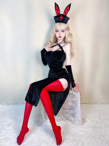 Gothic Bunny Costume - Dark Lace Alt Fashion Cosplay Outfit blesssafe