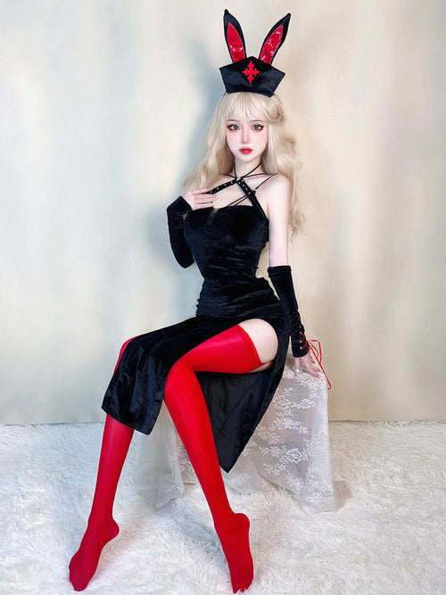 Gothic Bunny Costume - Dark Lace Alt Fashion Cosplay Outfit blesssafe