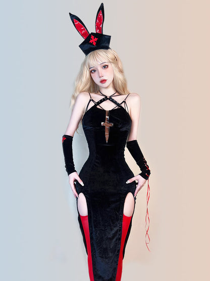 Gothic Bunny Costume - Dark Lace Alt Fashion Cosplay Outfit blesssafe