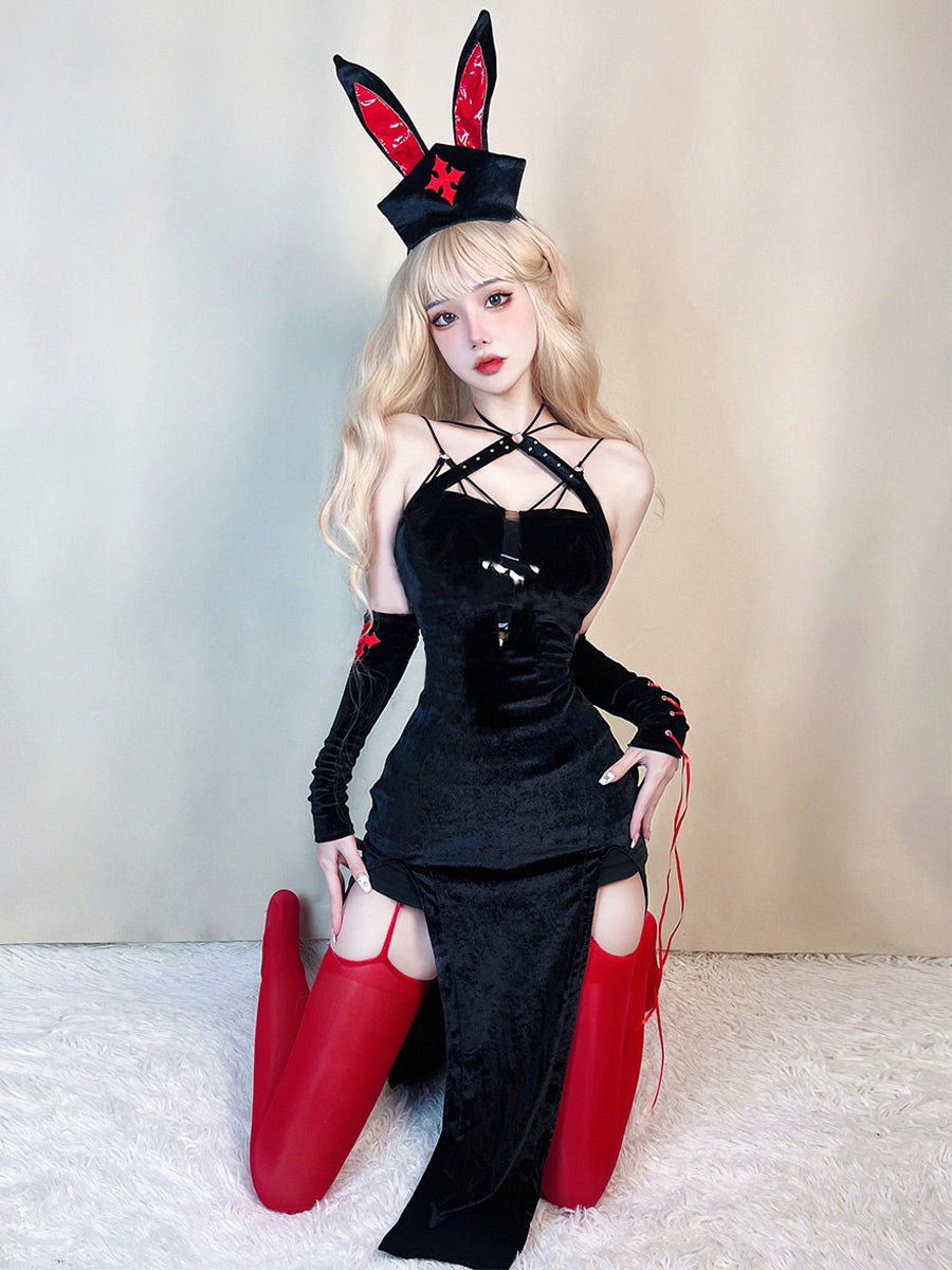 Gothic Bunny Costume - Dark Lace Alt Fashion Cosplay Outfit blesssafe