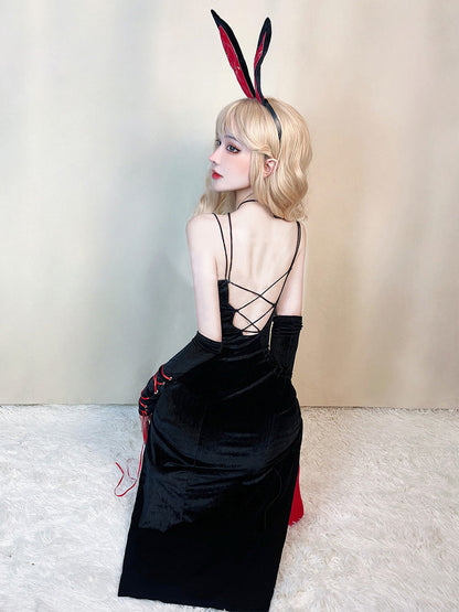 Gothic Bunny Costume - Dark Lace Alt Fashion Cosplay Outfit blesssafe